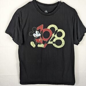 Disney Mickey Mouse 1928 Black T-Shirt Men’s Medium Classic Graphic Cotton Tee
